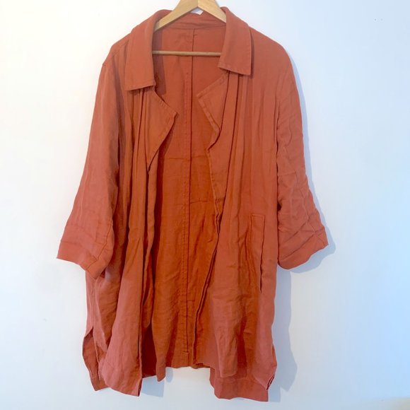 Linen  Duster - Eileen Fisher - Rust Orange - Picture 1 of 7